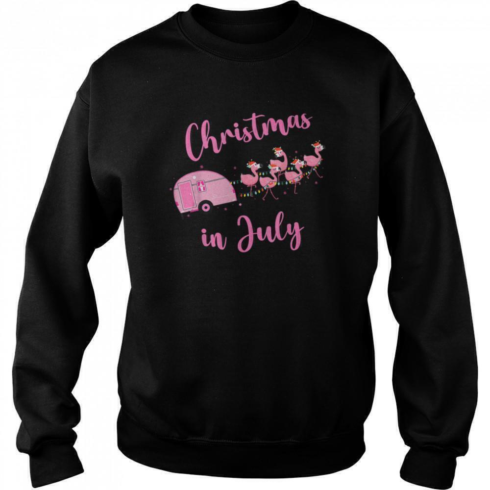 Flamingo Retro Camping Car Christmas In July Sweatshirt
